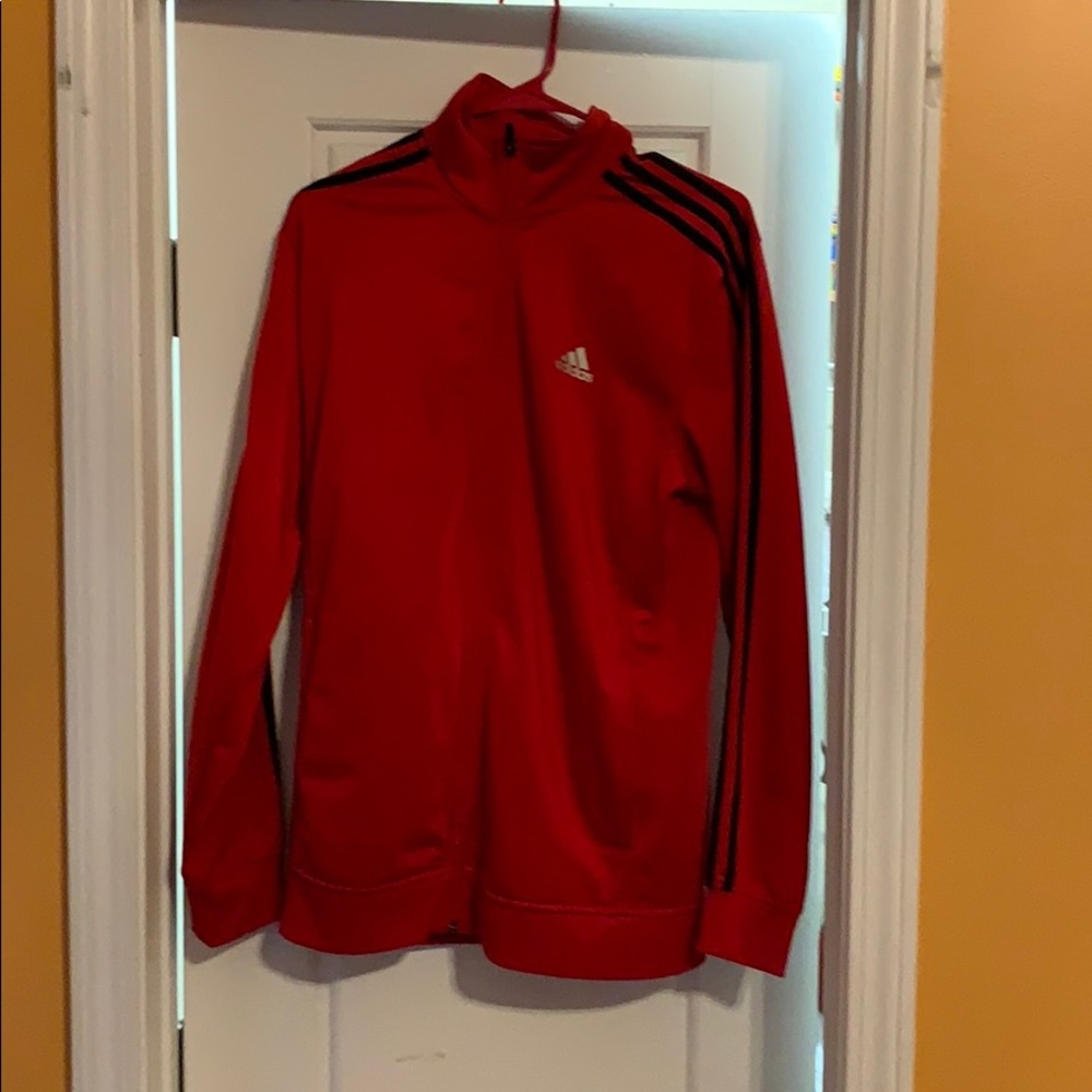 Red adidas zip up jacket